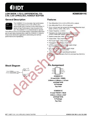 ICS853011CMLF datasheet  